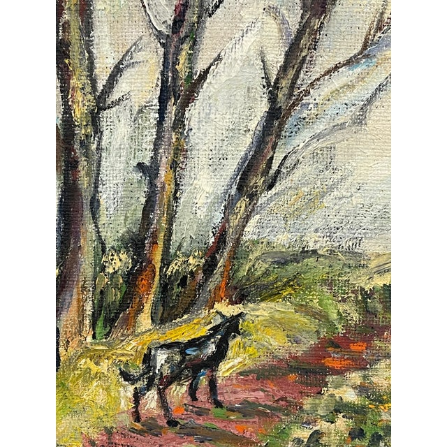 Vintage Landscape Oil Painting on Burlap, Mid-Century Modern Art For Sale In Seattle - Image 6 of 10