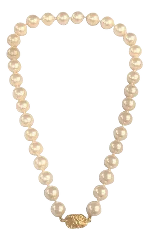 Faux Pearl Choker Necklace With Plated Locket