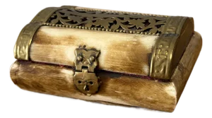 Vintage Bone and Brass Velvet Lined Trinket Box