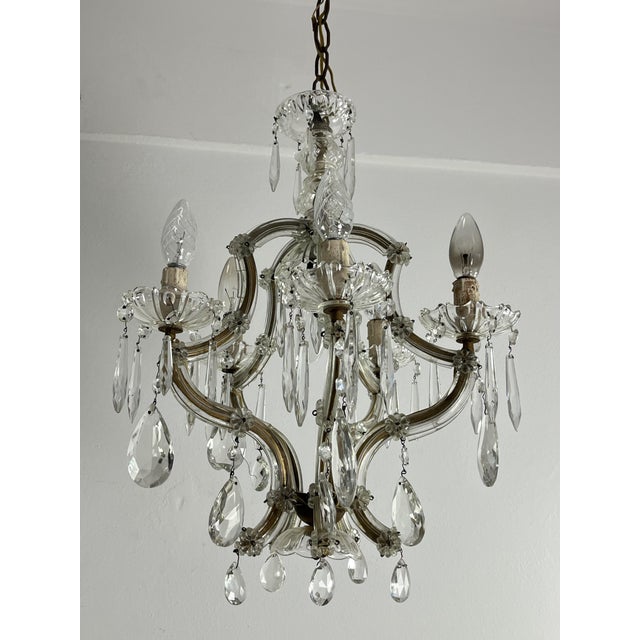 Mid-Century Modern Mid-Century Italian 5-Light Crystal Chandelier, 1950s For Sale - Image 3 of 7