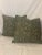 Pair of Square Green Blockprint Style Fabric Pillow Covers For Sale - Image 4 of 4