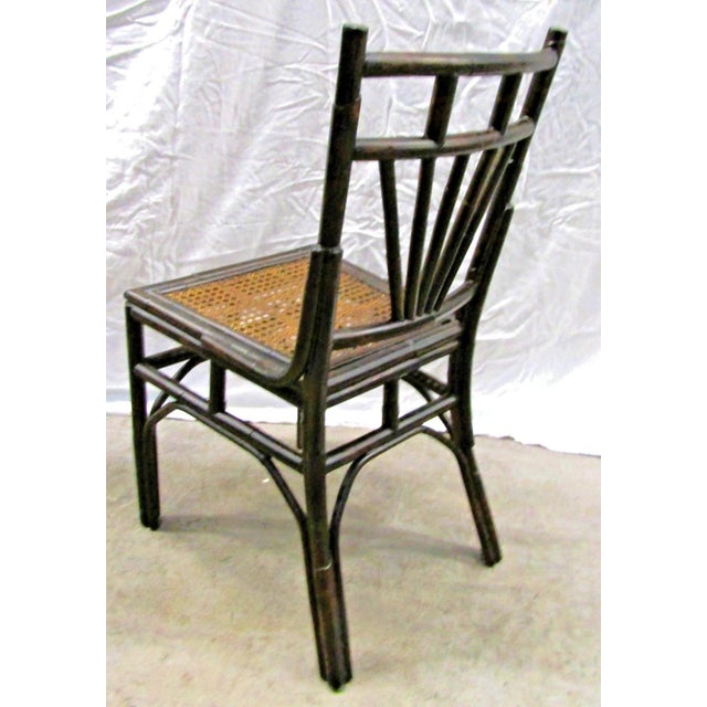1950s Burnt Bamboo Cane Seat Dining Chairs- Set of 4 For Sale - Image 16 of 18