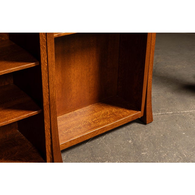 Vintage Custom Quartersawn Oak Library Bookcase Set by Weaver For Sale - Image 12 of 15