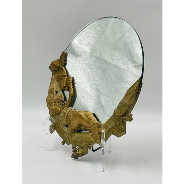 Late 19th Century Late 19th Century French Gilt Bronze Vanity Mirror Signed Ph Martin, Victorian Era For Sale - Image 5 of 16