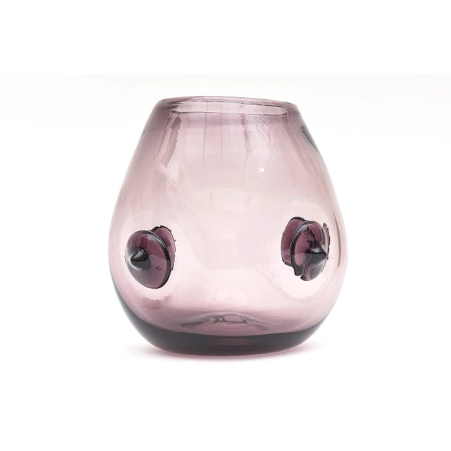 This gorgeous signed Blenko rare and very obscure light purple glass vase was designed by Wayne Husted in the late...