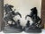A Pair of Vintage Spelter Marley Horses of black bronzed Patination on wood bases. Spelter Figural Statue of Man & Rearing...