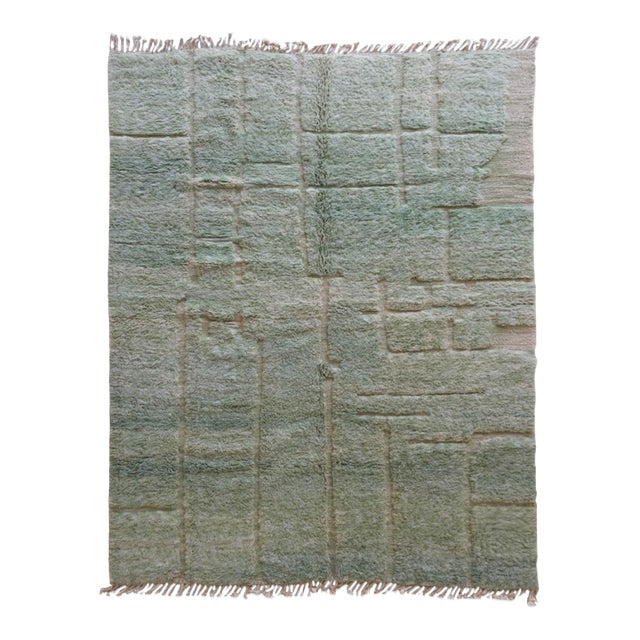 Green Moroccan Contemporary Rug - 11.3 X 8.3 Ft For Sale