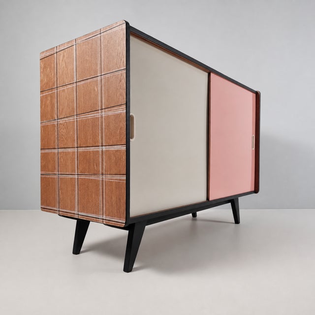 Wood Vintage Pink Commode in Oak, 1960s For Sale - Image 7 of 9
