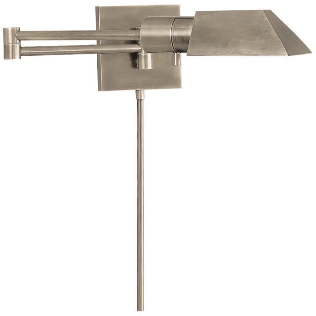 Studio Swing Arm Wall Light in Antique Nickel Height: 4.5" Extension: 24" Backplate: 4.5" Square Mounting: Portable...