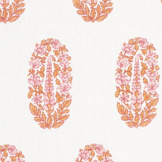 SAMPLE - Schumacher Askandra Flower Fabric In Tangerine For Sale
