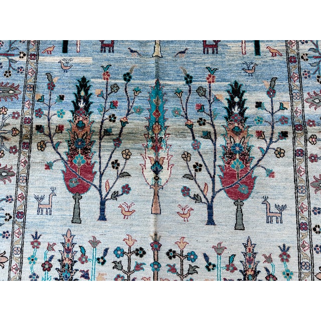 Afghan Pictorial Tree of Life Hand-Knotted Wool Rug - 7'11" X 5'6" For Sale - Image 12 of 14