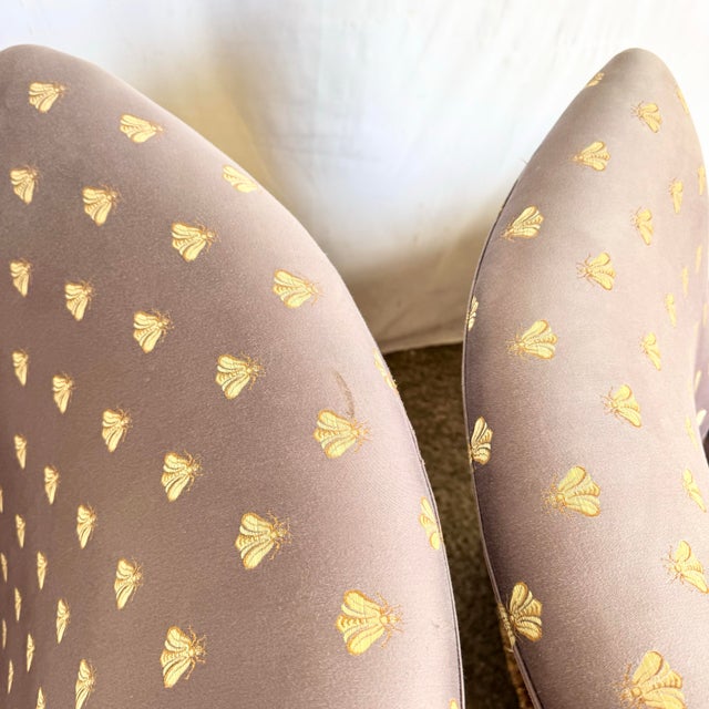 Vintage Regency Purple and Gold Honey Bees Lounge Chairs - A Pair For Sale - Image 9 of 10