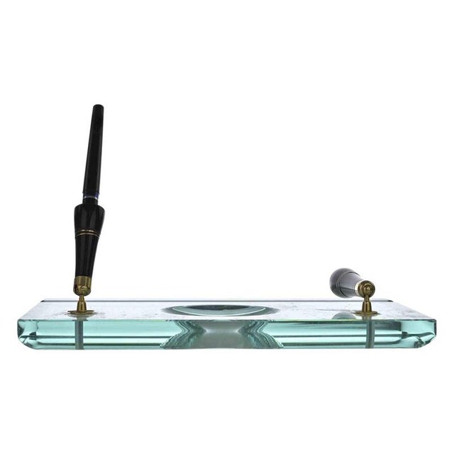 Vintage Glass Writing Desk Set, Italy, 1970s, Set of 3 For Sale - Image 6 of 6