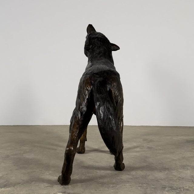 Life-Size Bronze Howling Wolf Sculpture, 35” H For Sale - Image 10 of 12