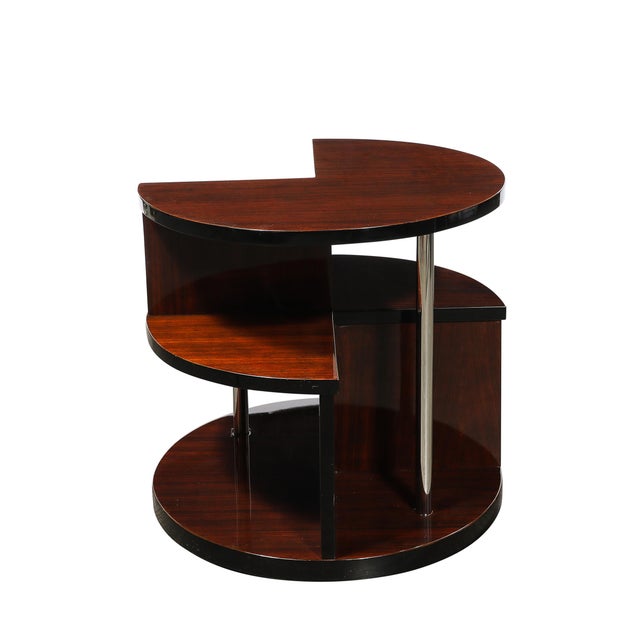 This stunning Art Deco Machine Age occasional table, crafted in America circa 1935, showcases the sophisticated blend of...