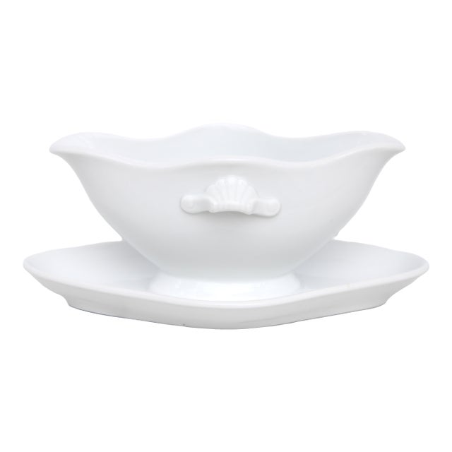 1850-1899 French Porcelain/Earthenware Gray/Sauce Boat For Sale