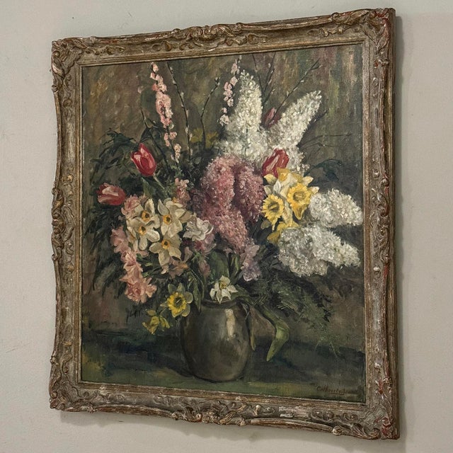 Mid 20th Century Framed Still Life Oil Painting on Canvas by Jozef Callaerts (1896-1965) For Sale - Image 5 of 16
