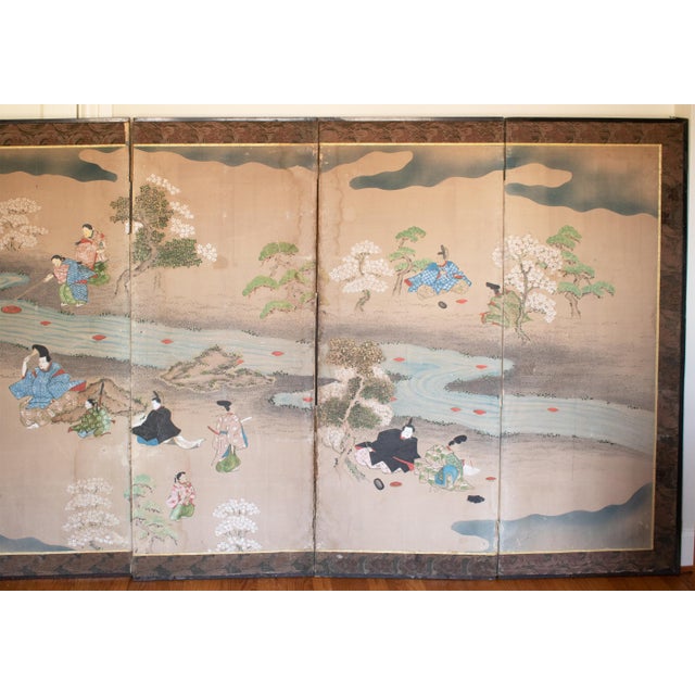 Japanese For Restoration: XL Edo Japanese 6-Panel Byobu Screen "Life of Samurai" by Mitsutaka Tosamori For Sale - Image 3 of 13