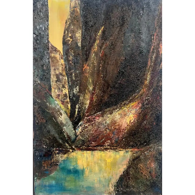 Alice Marcus " Landscape With Foil " Oil on Canvas Painting Framed, 1960's For Sale - Image 4 of 10