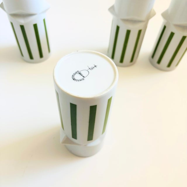 MCM LaGardo Tackett Green Striped Faceted Tumblers - Set of 4 - Schmid International Porcelain For Sale - Image 10 of 11