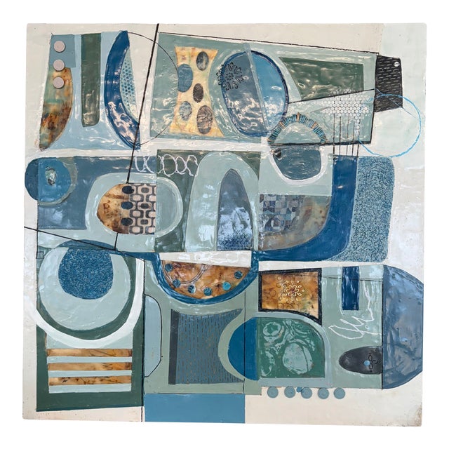 Contemporary Abstract Encaustic Painting "Time Blocks" by Therese Cook For Sale