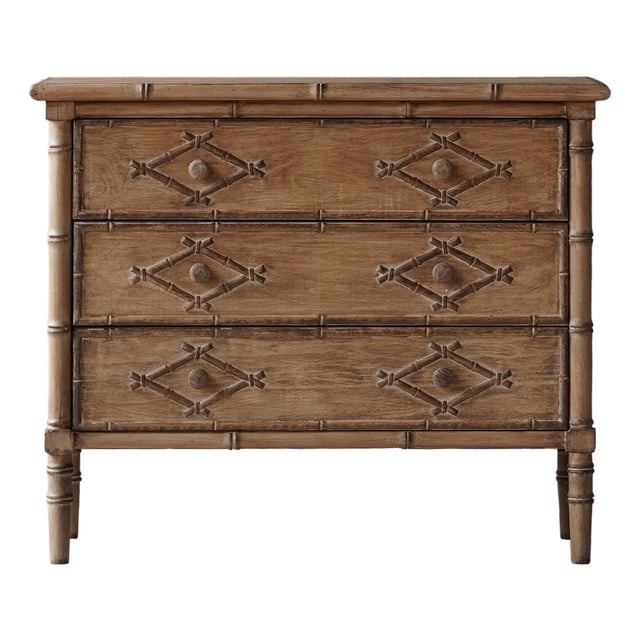 Matthew Izzo Home Faux Bamboo Three Drawer Dresser For Sale