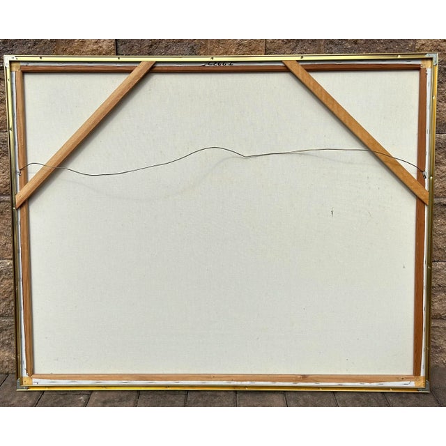 Textile Vintage Mid Century 1960’s Seascape Large Oil Painting With Seagull For Sale - Image 7 of 7