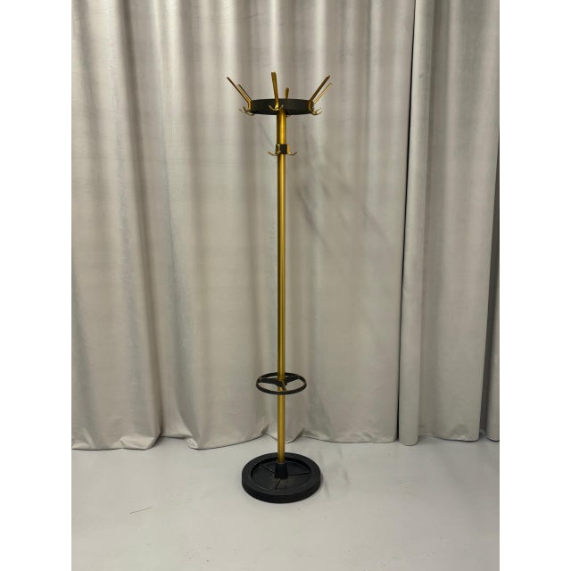 Vintage Brass & Metal Coat Stand from Jacques Adnet, France, 1950s For Sale - Image 4 of 4