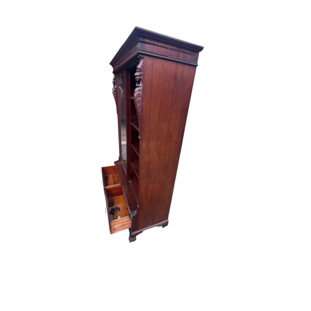 Lion Bookcase Antique Mahogany For Sale - Image 9 of 18