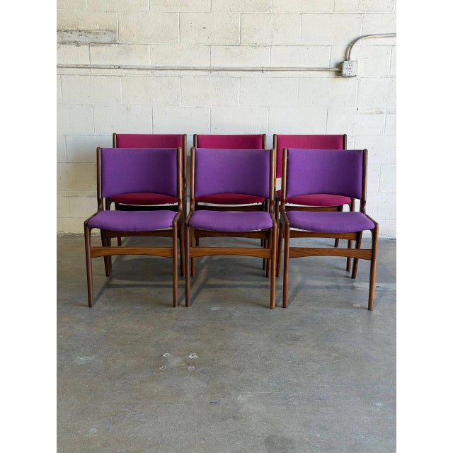 Mid-Century Modern Rosewood Dining Chairs in Style of Erik Buch Upholstered Mid-Century Seating Set of 6 Denmark 1960s For Sale - Image 3 of 10