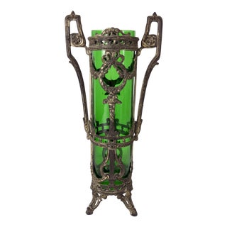 Art Deco Vase in Bronze and Murano Glass, 1940s For Sale