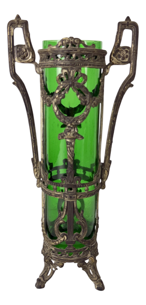 Art Deco Vase in Bronze and Murano Glass, 1940s