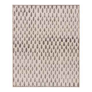 Rug & Kilim’s Oversized Block Print Rug in White with Mauve Floral Patterns - 14x20 For Sale