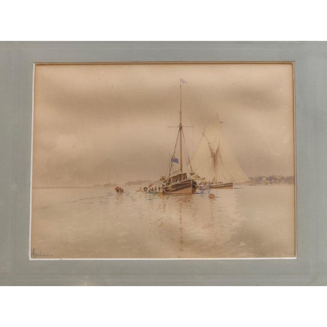 Edoardo De Martino, Off the Isle of Wight, Watercolor, 1863, Framed For Sale - Image 14 of 18