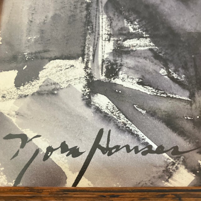 1970’s Original Watercolor Paintings/Charcoal Drawings Abstract Nudes Vintage Wood Frames Signed-Set of 3 For Sale In Philadelphia - Image 6 of 7