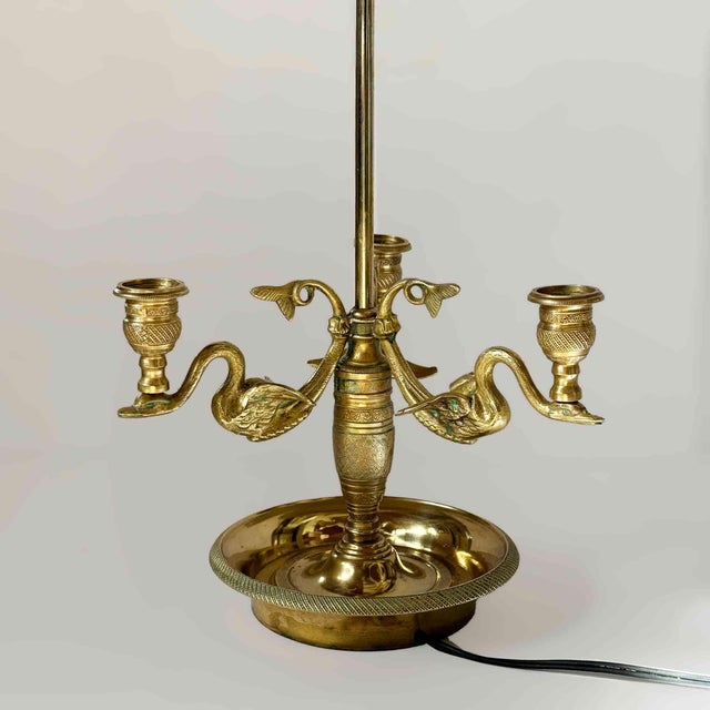 Brass Brass Table Lamp With Swan Motif For Sale - Image 8 of 12