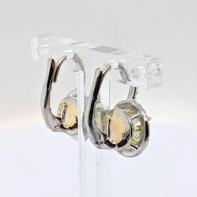 18k White Gold With Natural Round Vivid Fancy Yellow Diamond Drop Earrings, Pair For Sale - Image 10 of 11