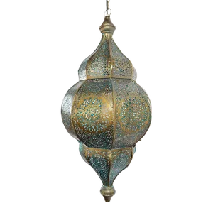 Moorish Brass Blue Pendant Lantern