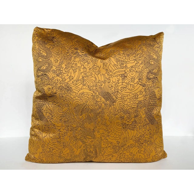 Contemporary Jean Paul Gaultier Gold Satin Jacquard Pillows - A Pair For Sale - Image 3 of 8