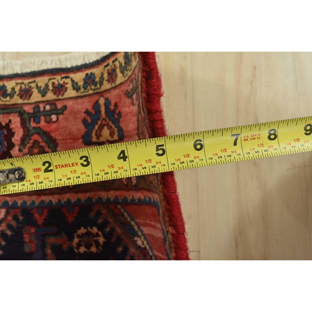 Hamedan Runner 3’11” X 9’4” Blue Wool Semi-Antique Tribal Hand-Knotted Rug For Sale - Image 13 of 15