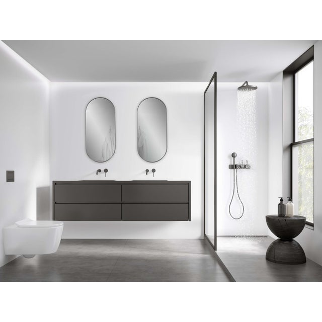 Silver Steele Capsule Mirror in Brushed Silver For Sale - Image 8 of 10