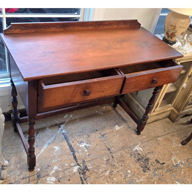 Vintage Early American Wooden Desk / Sideboard For Sale - Image 4 of 9