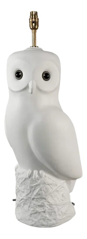 Large White French Fibreglass Owl Table Lamp, 1960s