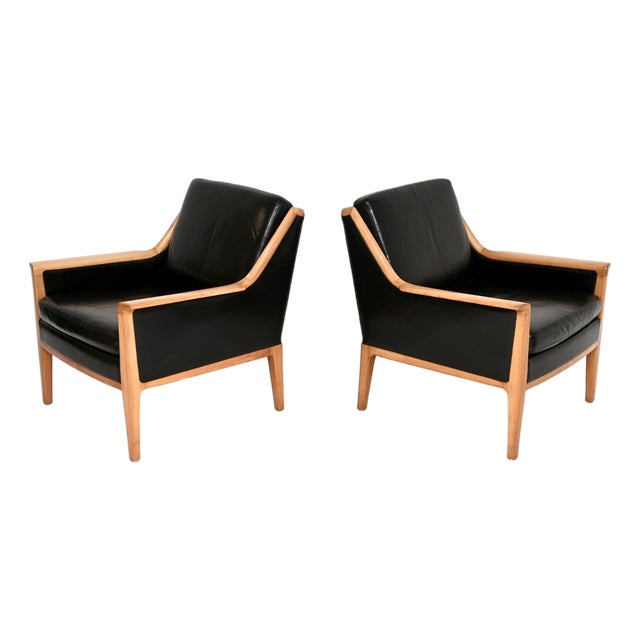 Vintage Swedish Leather Armchairs, 1960s, Set of 2 For Sale