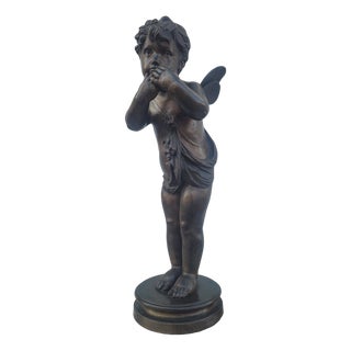 Winged Putto on Foot, Late 19th-Early 20th Century, Bronze For Sale