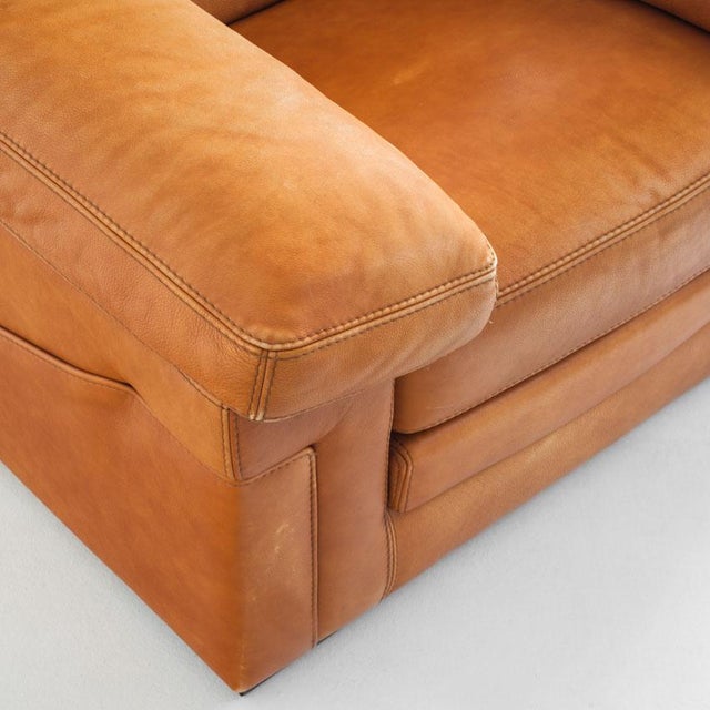 Camel-Colored Leather Armchair from Roche Bobois, France, 1980s For Sale - Image 6 of 18