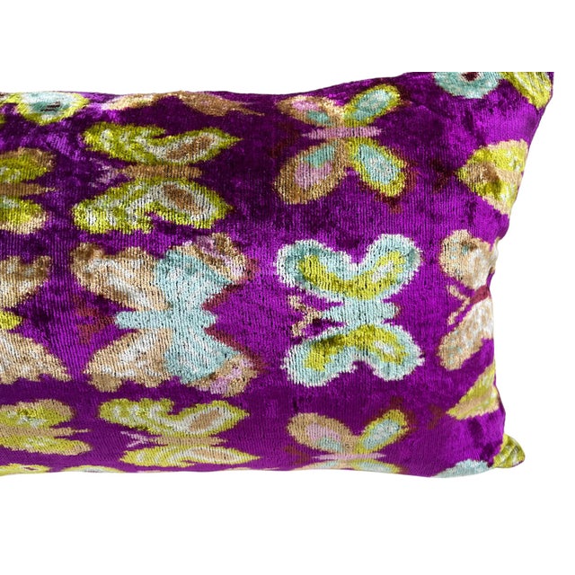 Velvet Ikat Cushion Cover With Butterfly Design For Sale In Los Angeles - Image 6 of 10