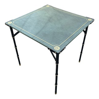Stitched Leather Game Table from Jacques Adnet, 1950s For Sale