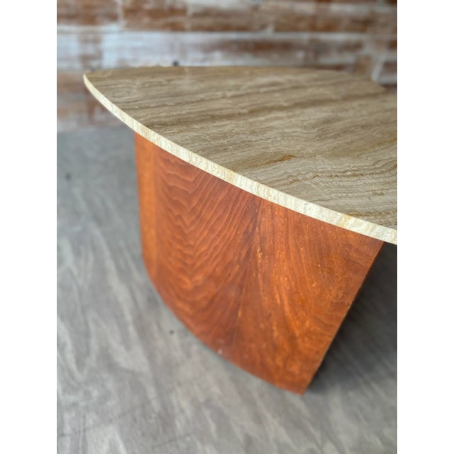 Italian Travertine Guitar Pick Side Table For Sale - Image 9 of 11