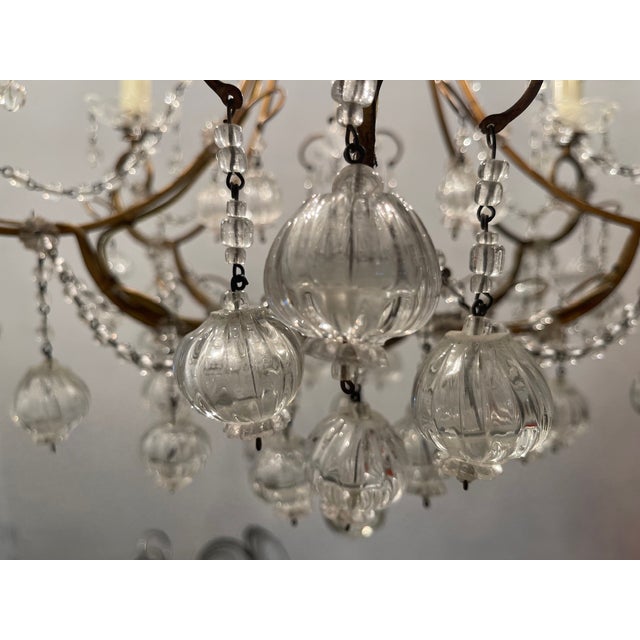 Florentine Gilded Macaroni Murano Glass Chandelier, 1950s For Sale - Image 8 of 18